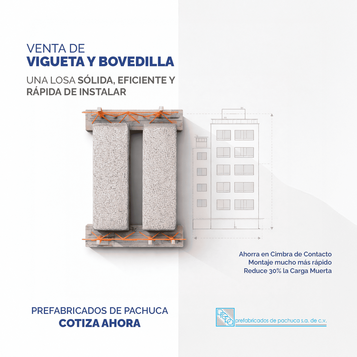 Diseño publicitario para Prefabricados de Pachuca