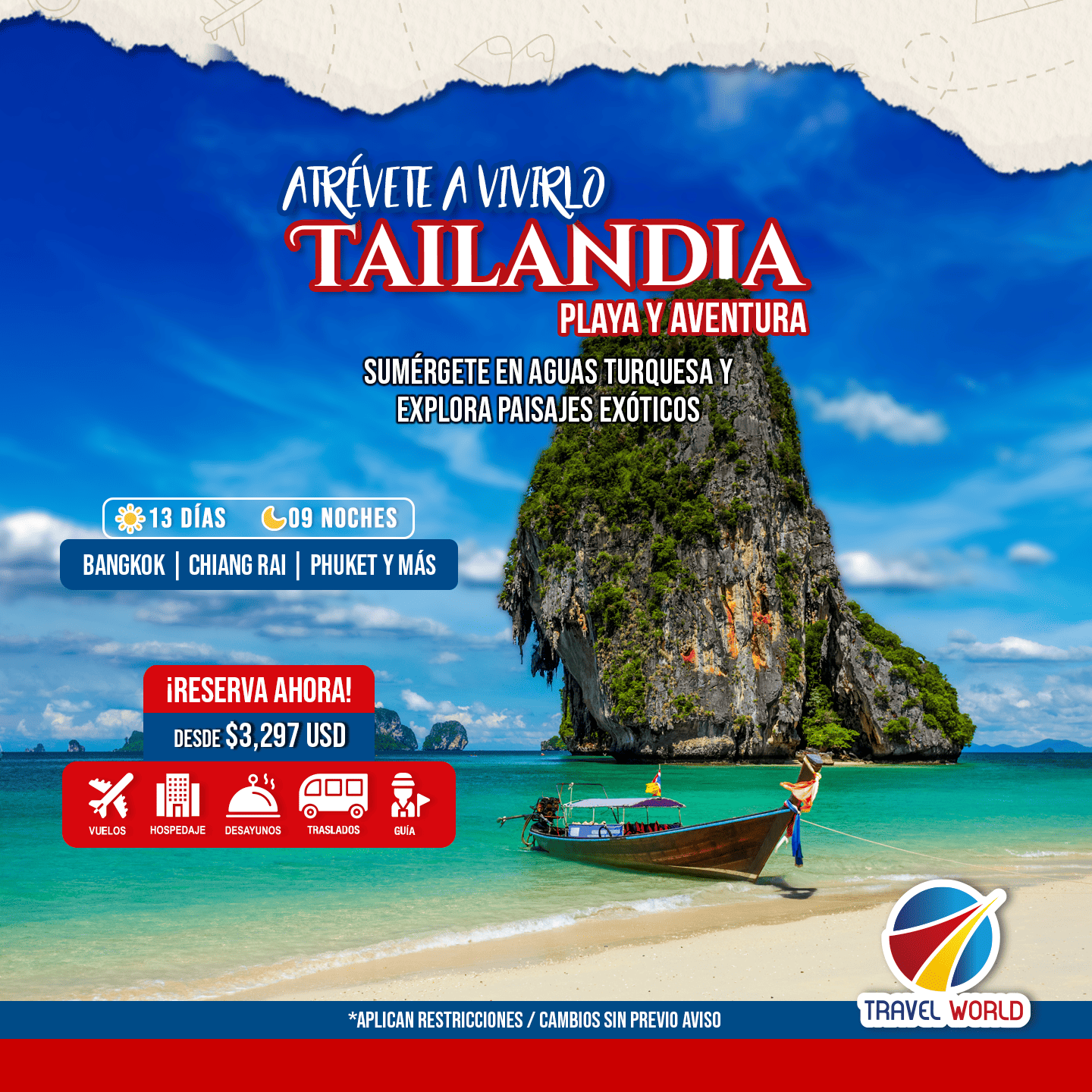 Diseño publicitario para viaje a Tailandia